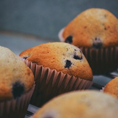 blueberry muffin on a plate